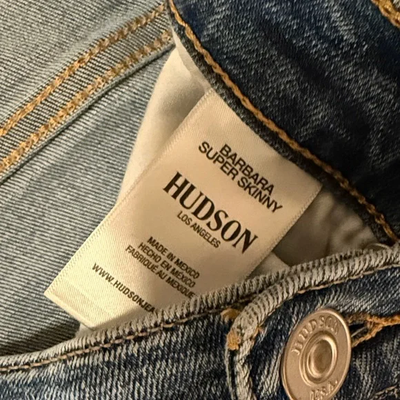Hudson Jeans Barbara Super Skinny Blue Distressed Jeans - Picture 2 of 4
